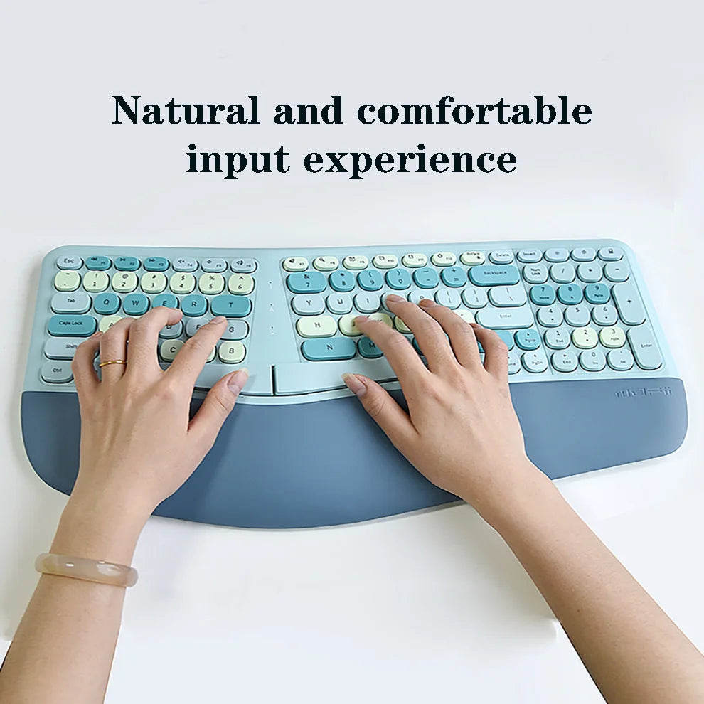 Ergonomic Wireless Keyboard And Mouse Combo In Lavender on Luulla