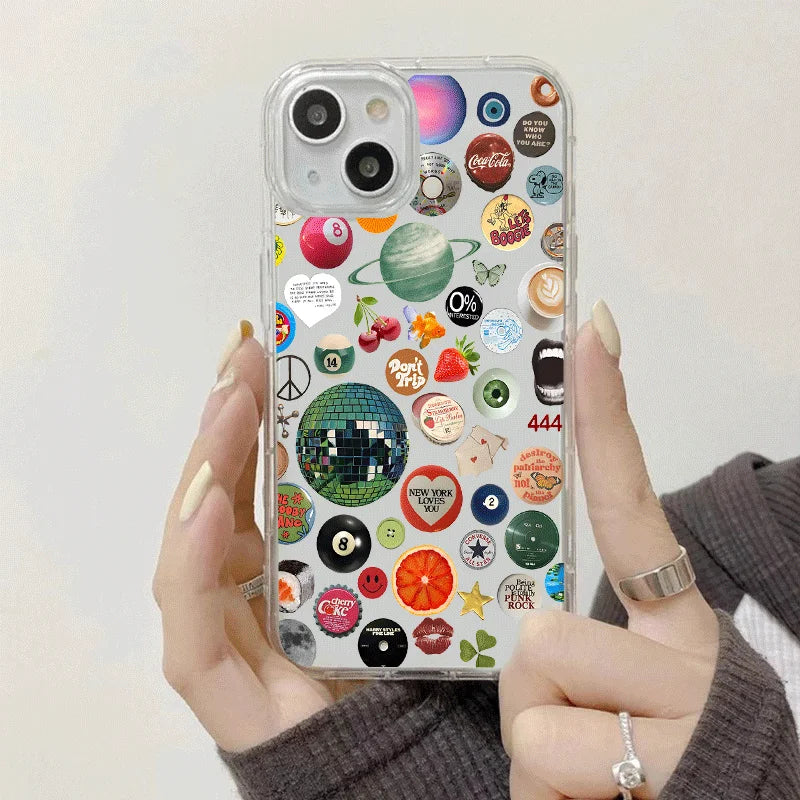 Funky Sticker Collage Transparent Iphone 13 Case on Luulla