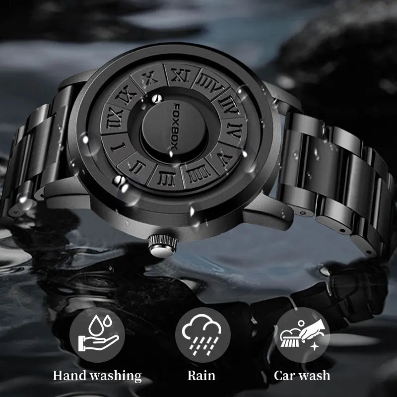 Mens All-black Stainless Steel Roman Numeral Watch on Luulla