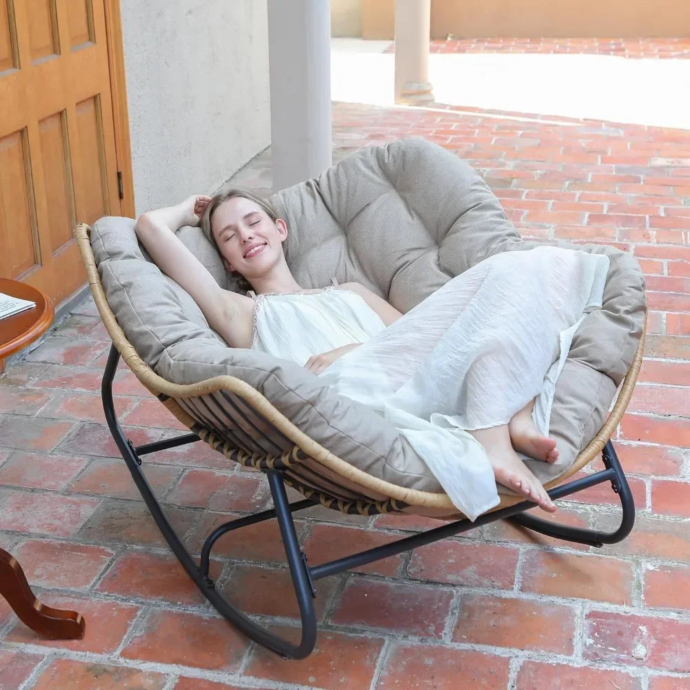 Cozy Outdoor Papasan Rocking Chair With Cushion on Luulla