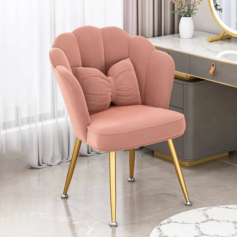 Elegant Pink Velvet Shell Chair With Cushion