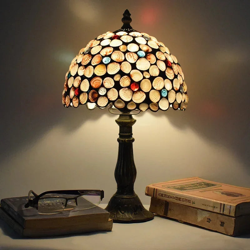 Vintage Seashell Mosaic Table Lamp With Shade on Luulla