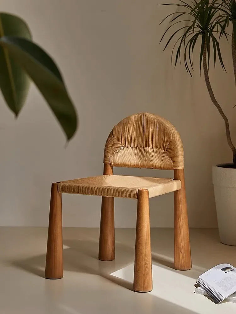 Natural Rattan Modern Wooden Dining Chair on Luulla