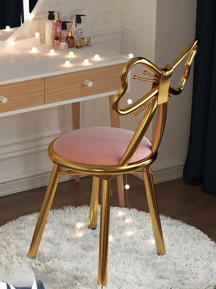 Gold Butterfly Back Vanity Chair With Cushion