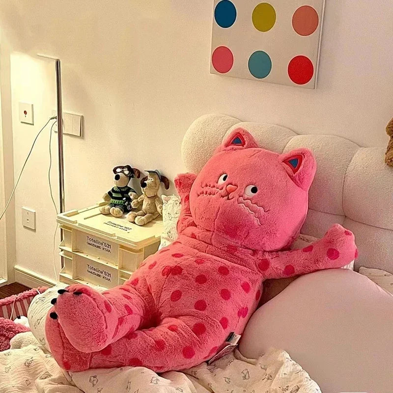 Oversized Pink Polka Dot Cat Plush Toy on Luulla