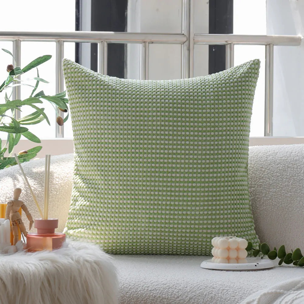 Soft Green Textured Decorative Throw Pillow Cushion on Luulla