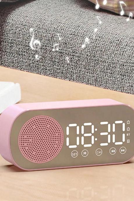 Portable Digital Alarm Clock With Bluetooth Speaker Pink