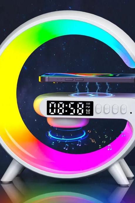 Led Rainbow Alarm Clock With Wireless Charging Dock