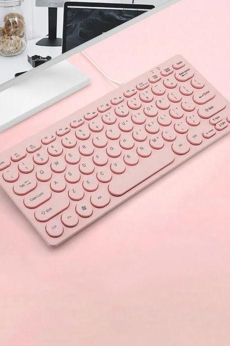 Slim Compact Wireless Keyboard In Pink With Round Keys