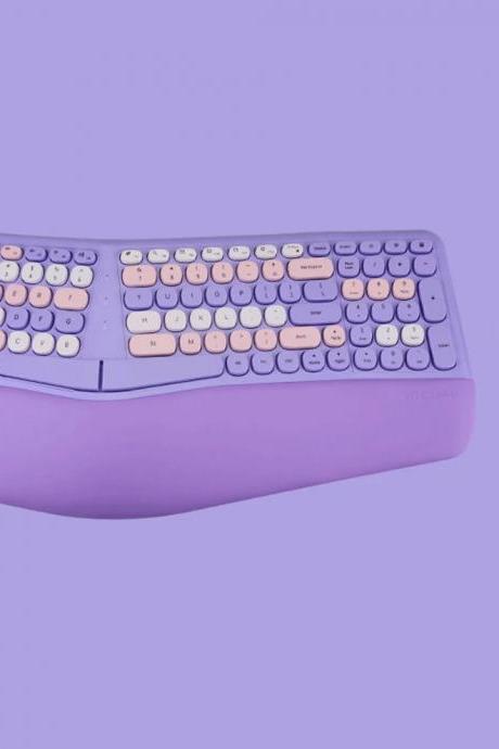 Ergonomic Wireless Keyboard And Mouse Combo In Lavender