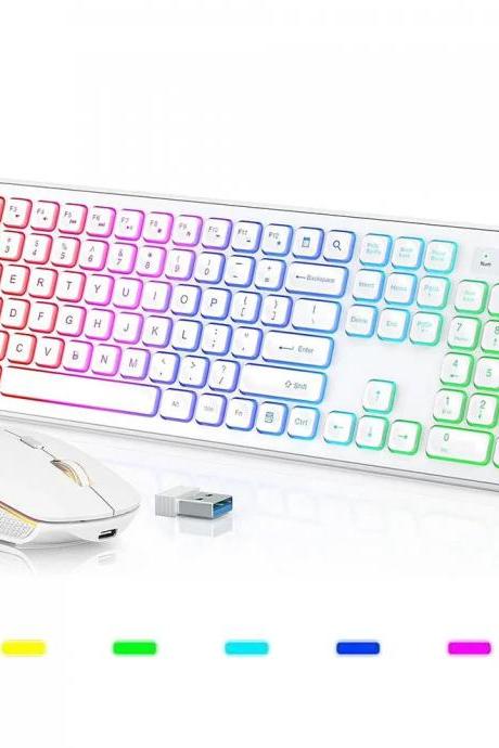 Wireless Keyboard And Mouse Combo With Rainbow Backlight