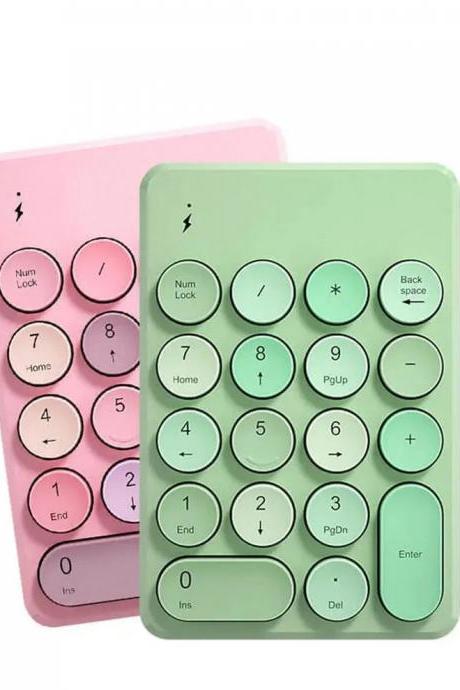 Wireless Round Key Numeric Keypad Dual Pack Pinkgreen