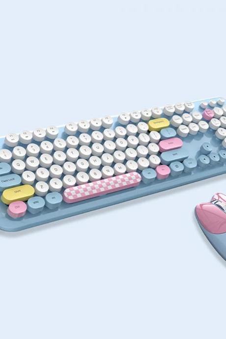 Retro Pastel Wireless Keyboard And Mouse Combo