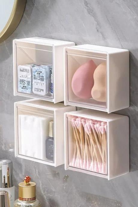 Wall-mounted Acrylic Bathroom Storage Organizer Boxes Set