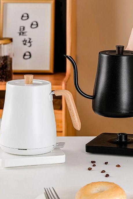 Elegant Gooseneck Electric Kettle With Wood Accents
