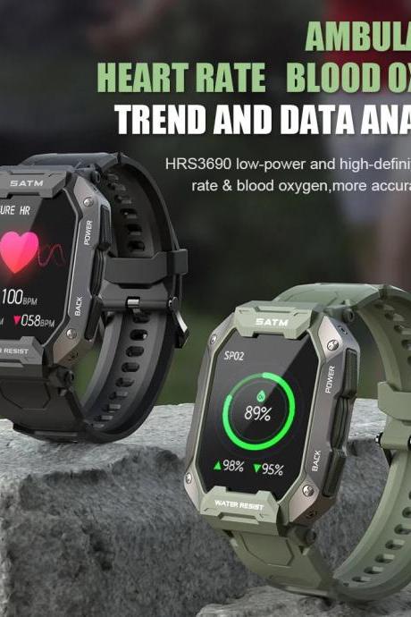 Rugged Heart Rate And Blood Oxygen Smartwatch With Data Analysis