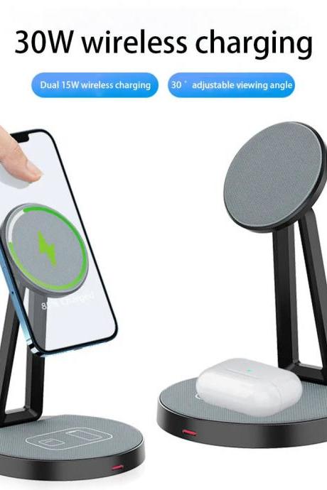 30w Dual Wireless Charging Stand With Adjustable Angle
