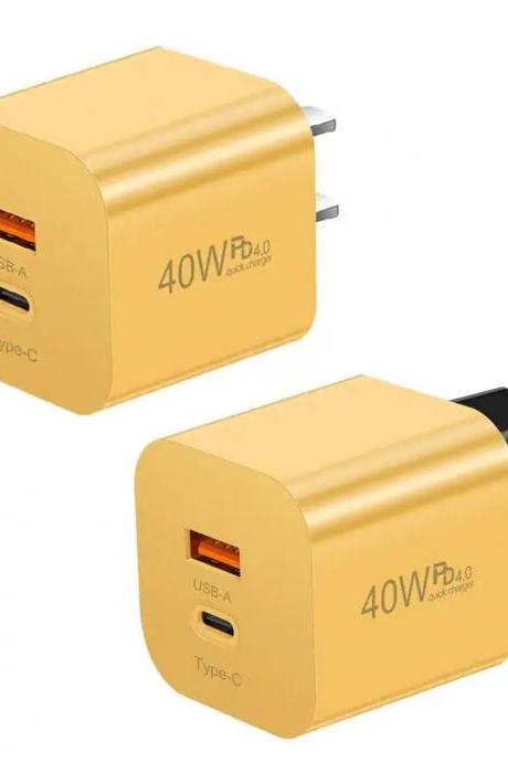 40w Dual Port Fast Charge Usb-c Wall Adapter