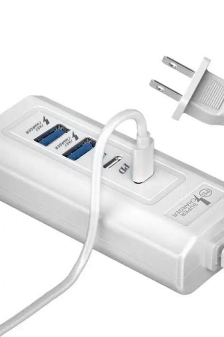 4-port Usb Hub With Integrated Wall Charger