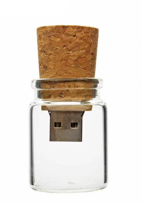 Glass Bottle Usb Flash Drive With Cork Top 8gb