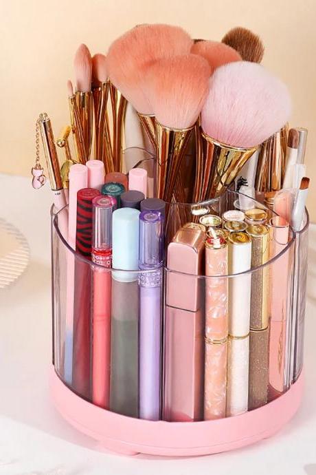 Acrylic Cosmetic Organizer With Makeup Brush Holders