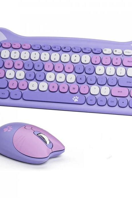 Kids Wireless Keyboard And Mouse Combo In Purple