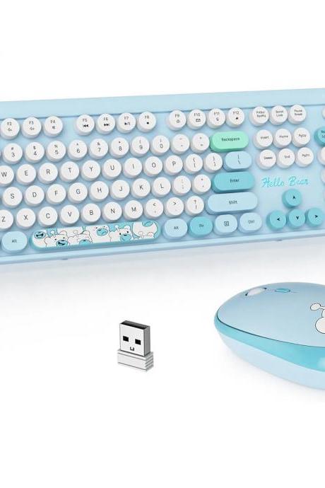Cute Cartoon Wireless Keyboard And Mouse Combo Set