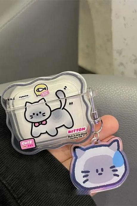 Cute Cat Themed Transparent Acrylic Pouch Keychain