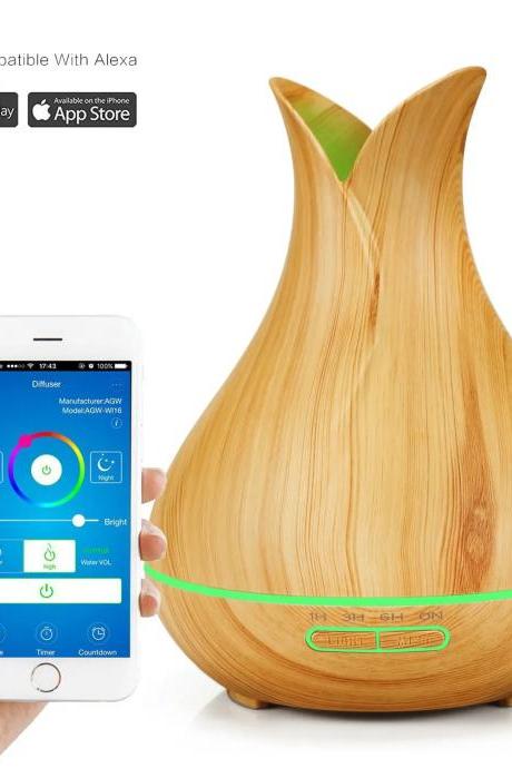 Smart Aroma Oil Diffuser Alexa Compatible Wooden Design