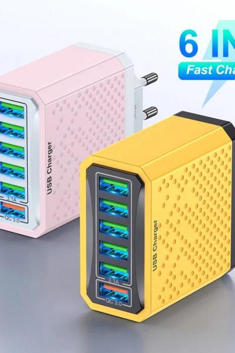 6-port Quick Charge 30 Usb Wall Adapter Station