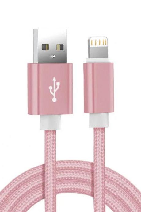 Durable Pink Braided Lightning Usb Charging Cable