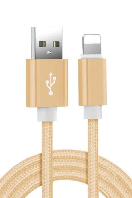 Durable Braided Lightning To Usb Charging Cable Gold