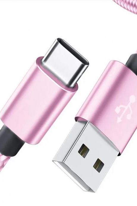 Durable Braided Usb-c To Usb Fast Charging Cable Pink