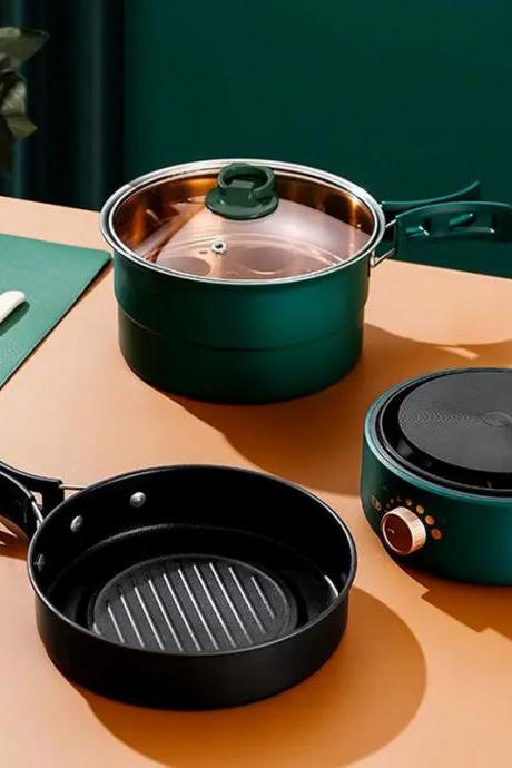 Non-stick Cookware Set With Glass Lids, Green