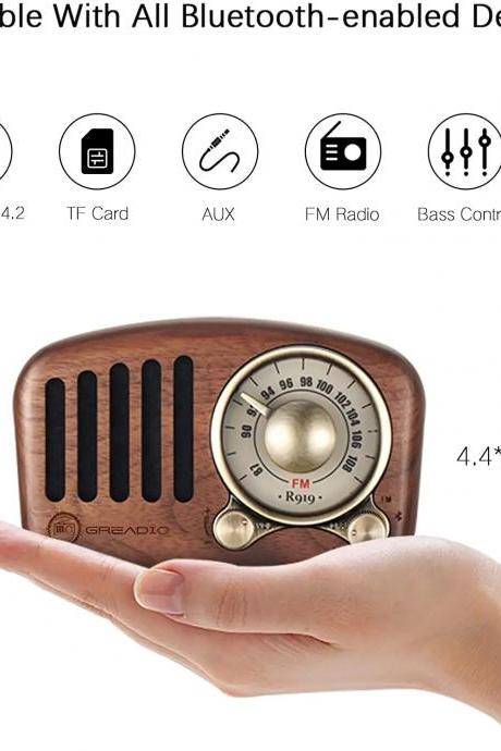 Vintage Wooden Bluetooth Speaker With Fm Radio