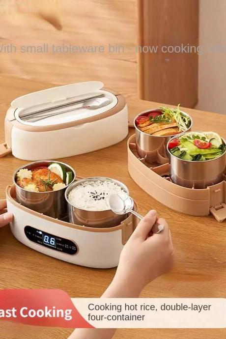 Electric Lunch Box Portable Double-layer 4-compartment Food Heater