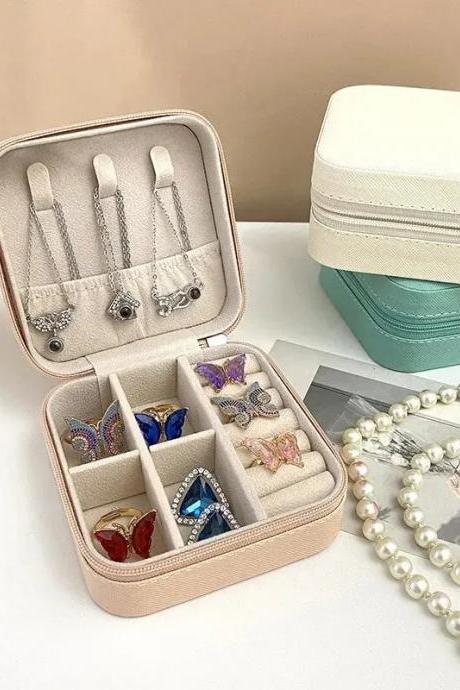 Portable Travel Jewelry Box Organizer With Mirror