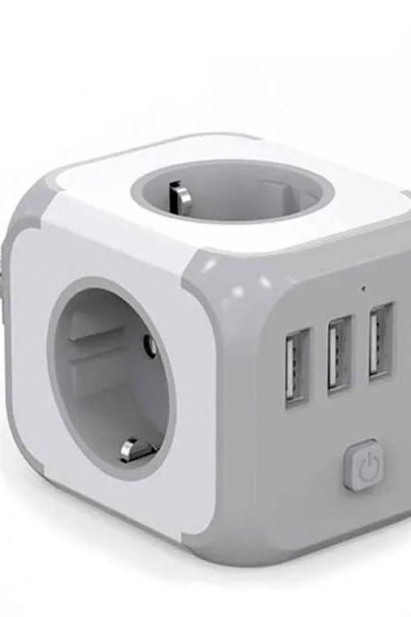 Cube-shaped Multi-outlet And Usb Charging Station Adapter