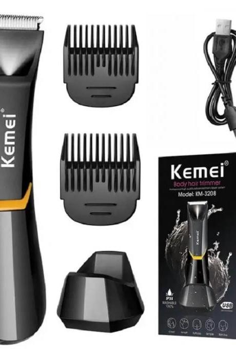 Kemei Km-3208 Rechargeable Body Hair Trimmer With Accessories