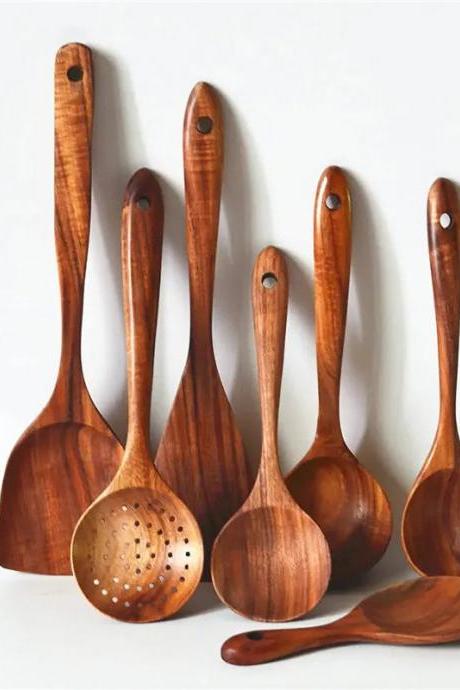 6-piece Handcrafted Wooden Kitchen Utensil Set