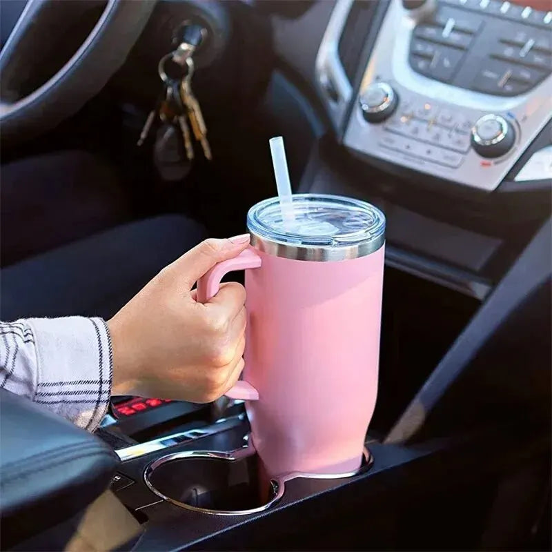 View of Insulated Travel Mug With Handle And Straw on Luulla