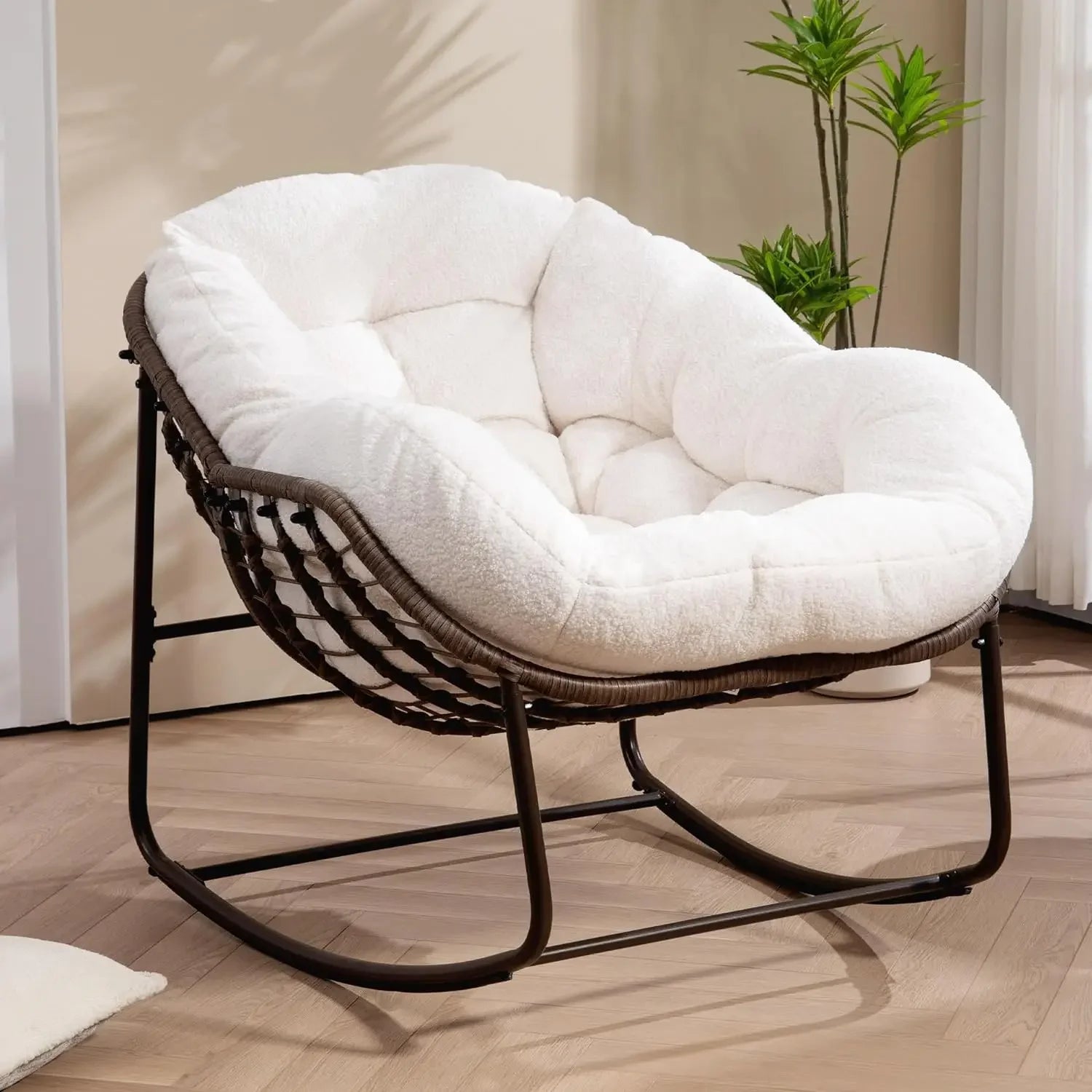 Cozy Egg-shaped Rocking Chair With Cushion on Luulla