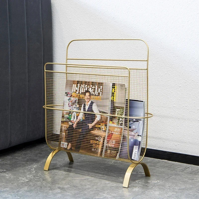 Gold Metal Magazine Rack For Home Decor on Luulla
