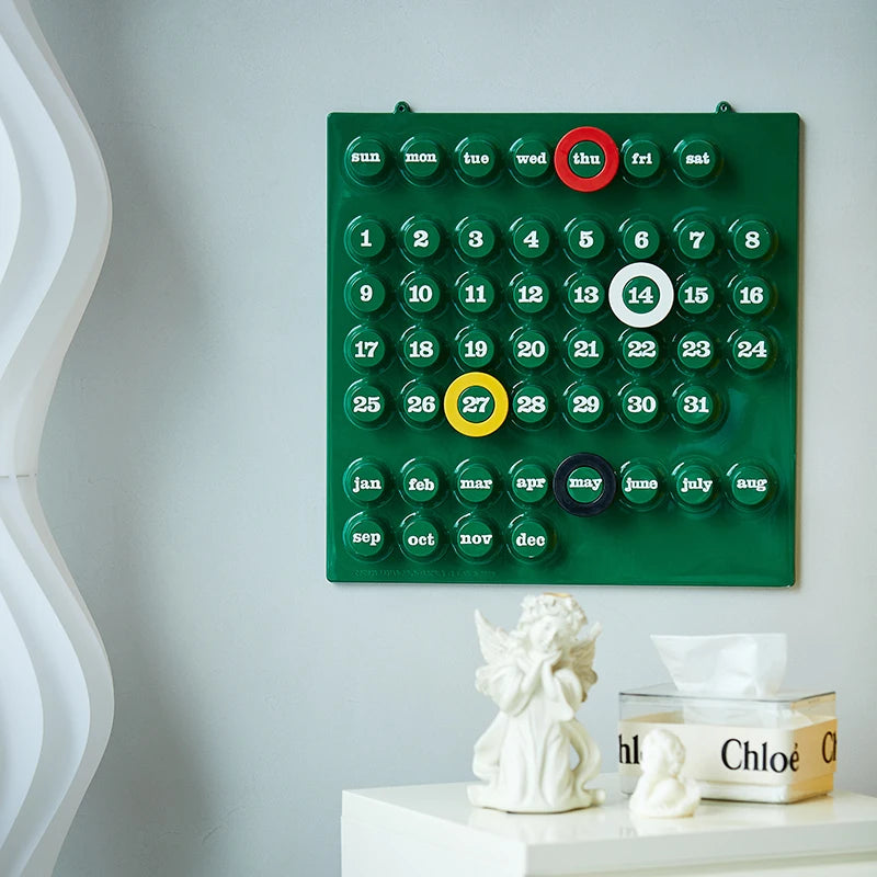 Magnetic Wall Calendar With Colorful Date Markers on Luulla