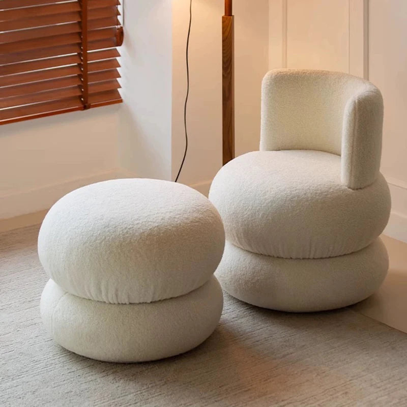 Cozy Modern Boucle Chair And Ottoman Set on Luulla