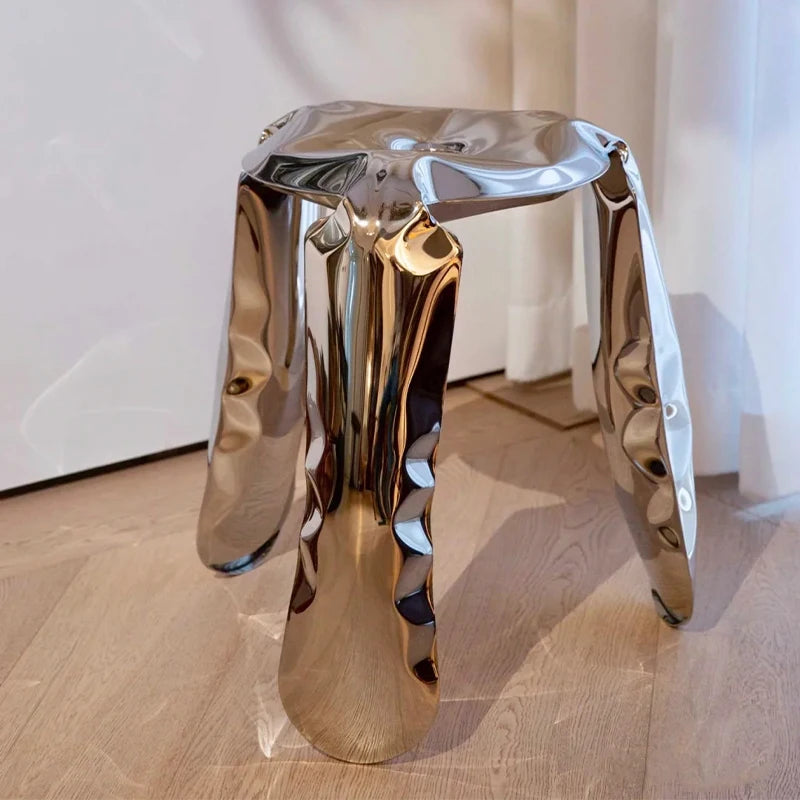Modern Metallic Abstract Design Multi-use Art Stool on Luulla