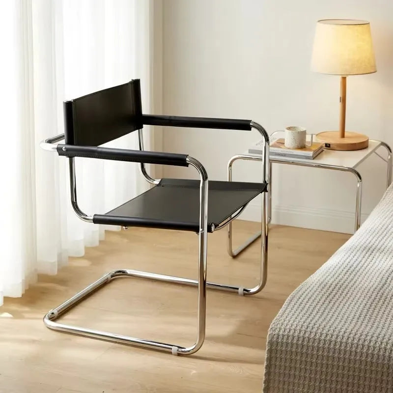 Modern Black Leather Chair With Chrome on Luulla