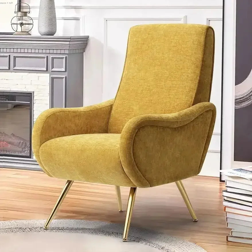 Modern Yellow Armchair With Curved Back Design on Luulla