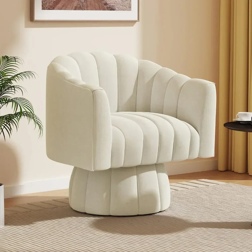 Plush Cream Swivel Chair With Modern Design on Luulla